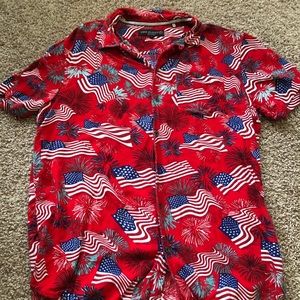 American flag and firework button up